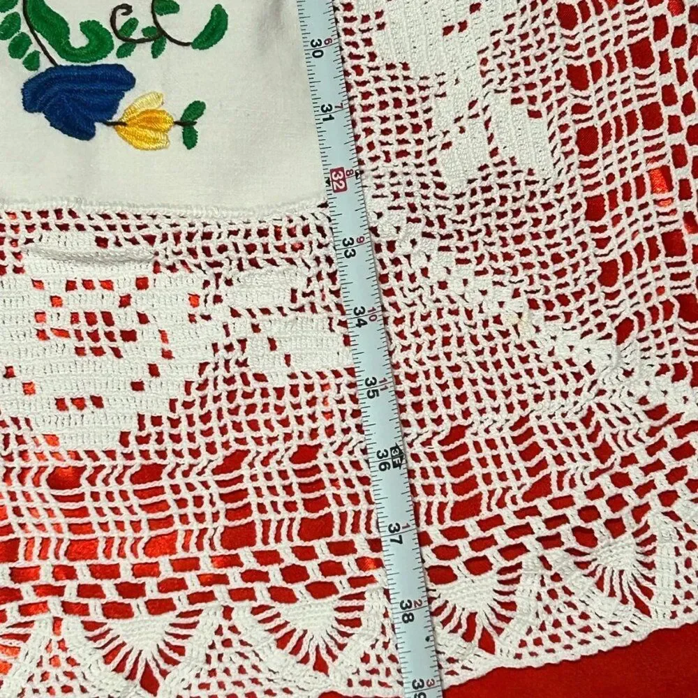 Vintage Hand-Crocheted Lace Tablecloth 74